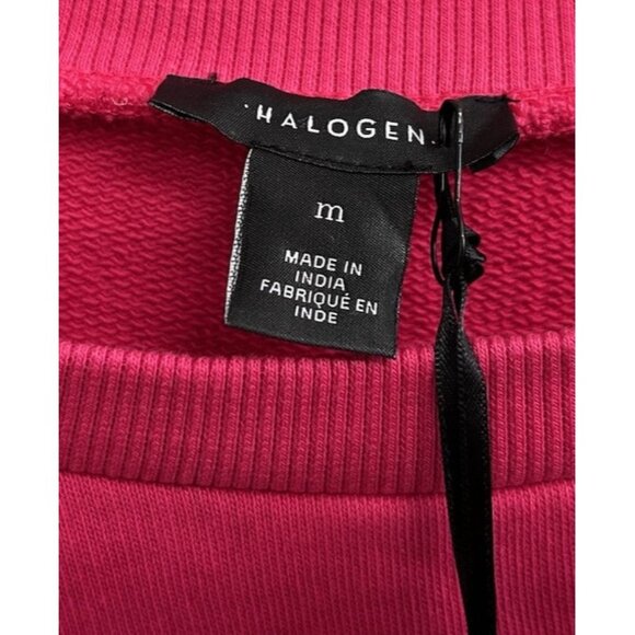Halogen Womens Medium Pullover Sweatshirt Scrunch Sleeve Velvet Ribbon Pink NWT - Picture 6 of 10